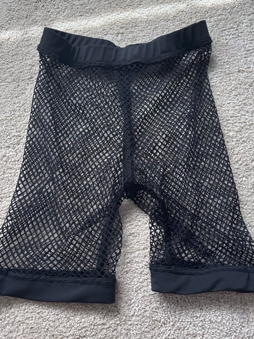 Black Fishnet Biker Shorts